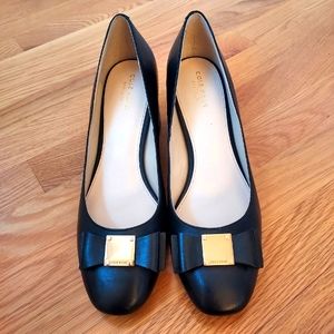 Cole Haan Black Leather Pumps With Bow  Size 9B